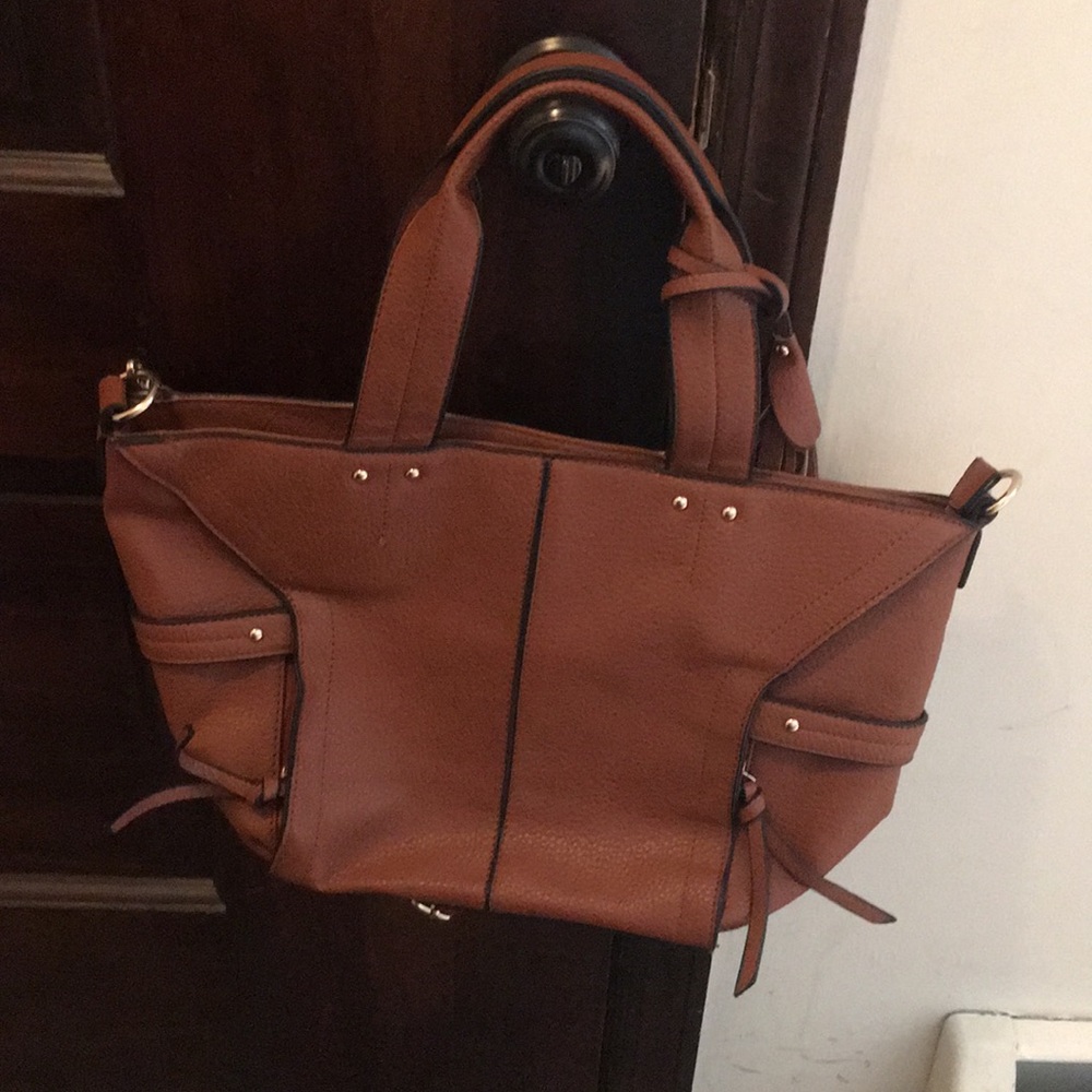 Cognac faux leather purse